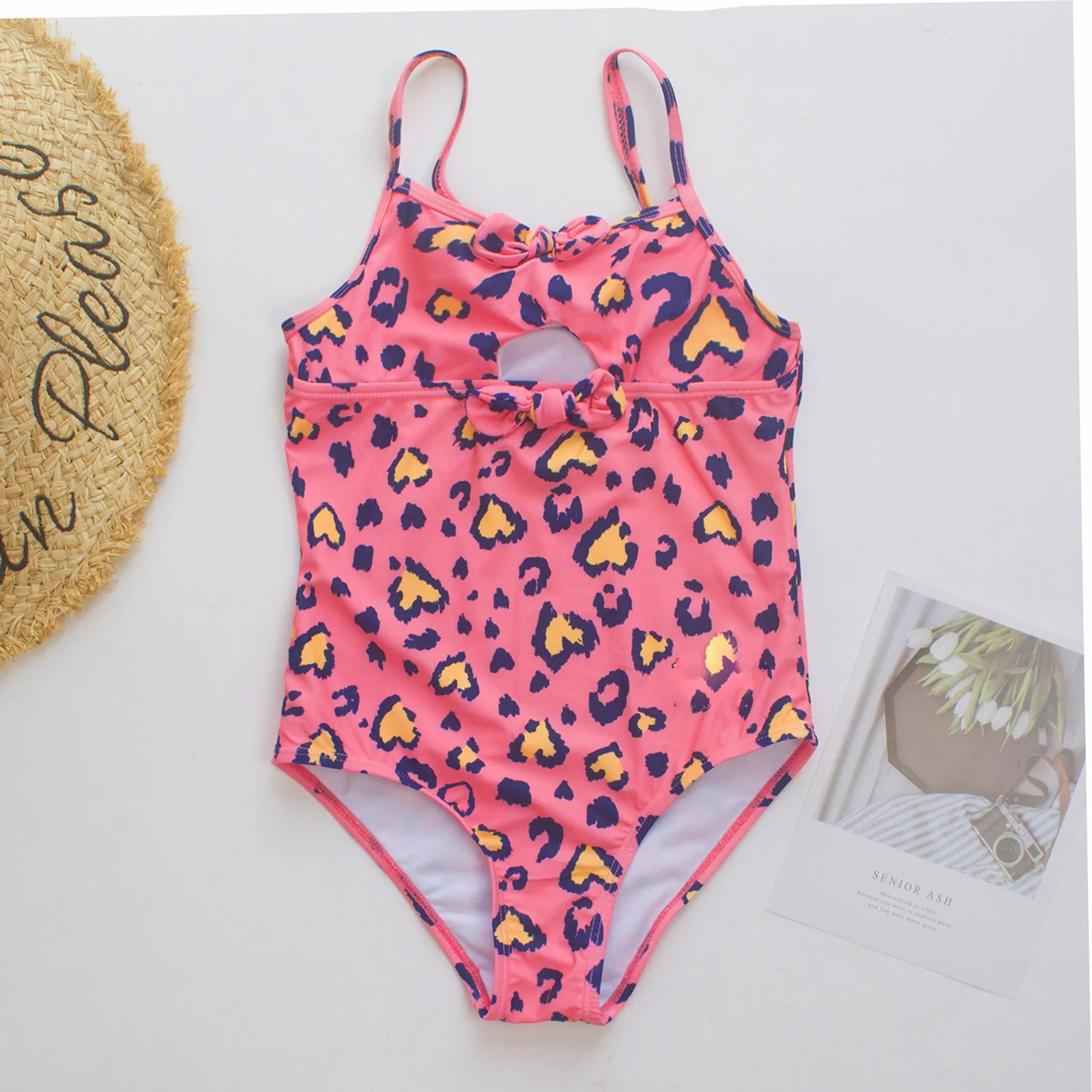 

Cute One-Pieces Swimsuits Bikini for Girls Leopard Print 2024 Big Kids 1 Piece Swimwear New For Girls 7 14 Years Pink Swimsuit