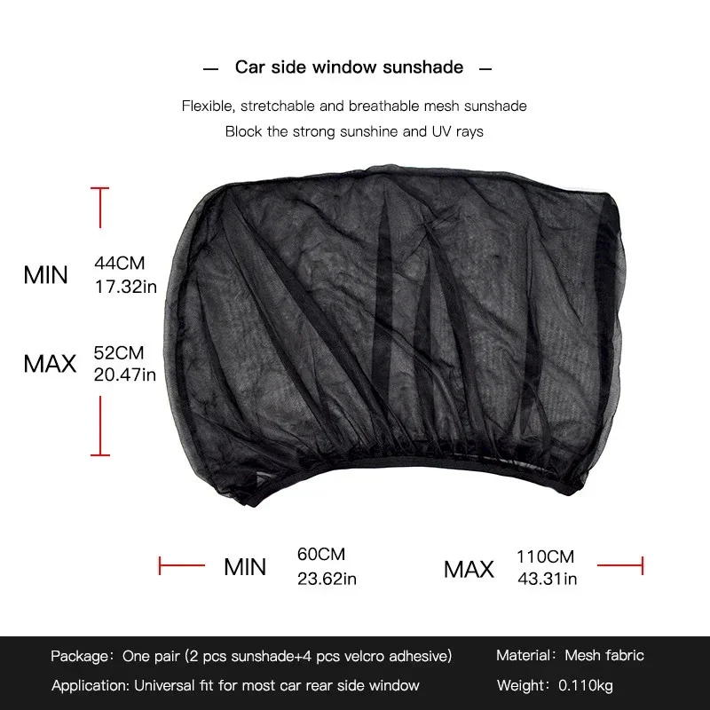 Black Silk Polyester Car Sun Shade Mesh Window Visor