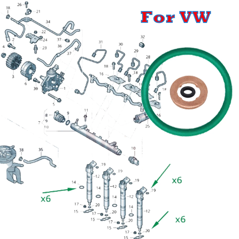 6x Iniettore Cr Guarnizione Per Bosch Piezo Iniettore Tdi - Foto 8