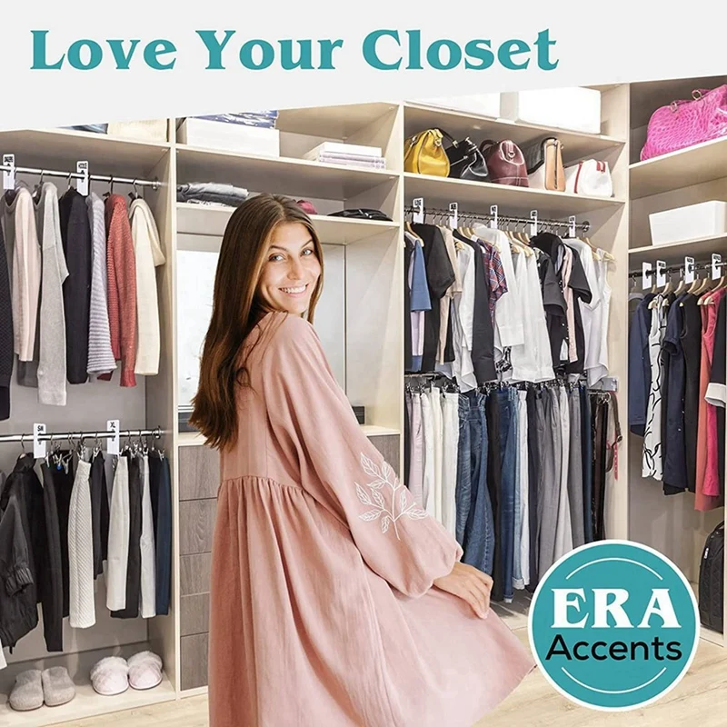 AT44-180 Closet Dividers For Hanging Clothes- Rectangle Clothing Size Dividers,White Closet Divider Set With Marker