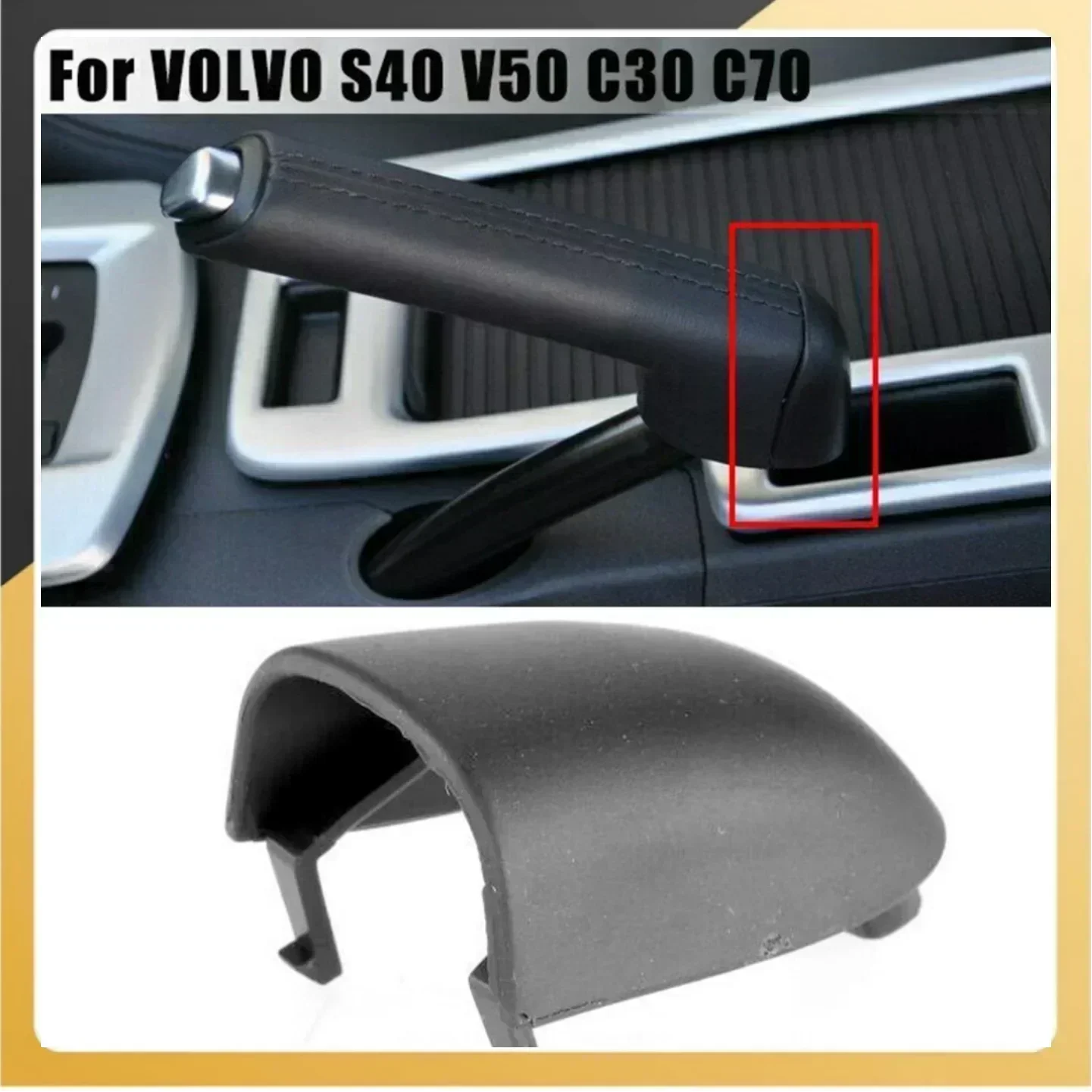 Car Black Handbrake Handle Lever Cover Cap Fit For Volve S40 V50 C30 C70 2006-2012 31329236 Rubber+ABS Plastic Replacement Part