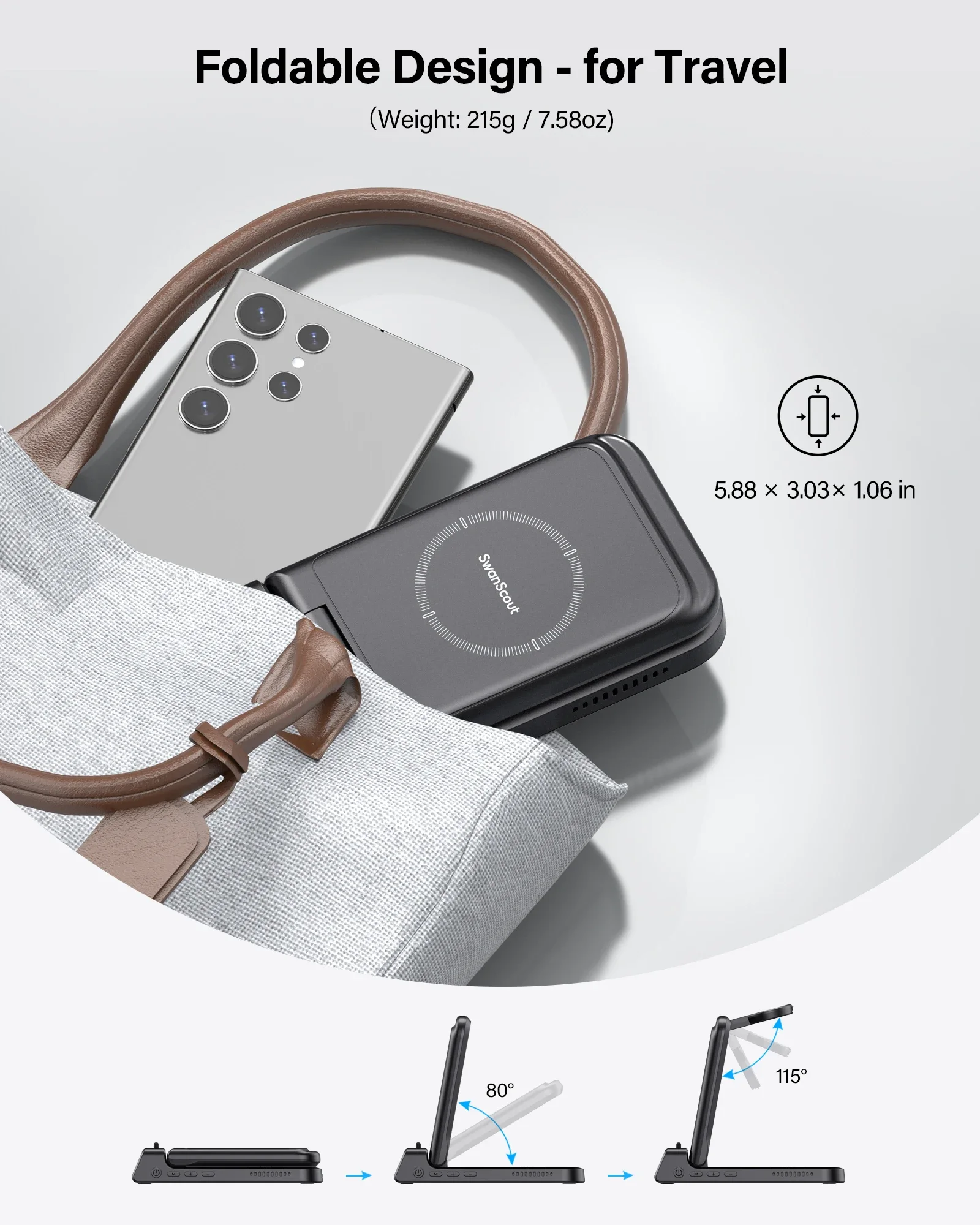 SwanScout 703S Charging Station wireless charger wireless phone charger magnetic wireless charger wireless charging station wireless charger stand For Samsung S25 S24 Ultra S23 Z Flip 7 Z Fold 7 Wireless Charger For Galaxy Watch 8 Buds 3