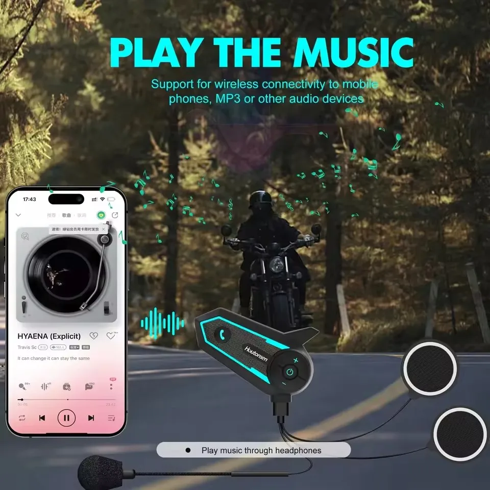 1/2 PCS Houtonsen S6 Motorcycle Intercom Helmet Bluetooth Headset 2 Riders 1000M Interphone Communicator Waterproof Full-duplex