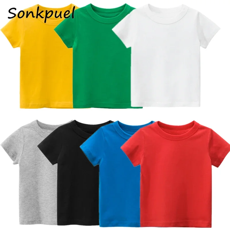 Kids T-shirt Tops Baby Boy Cotton Short Sleeve Tops Girls Children Cotton Basic Color Clothes Boys Girls Tees children t shirt