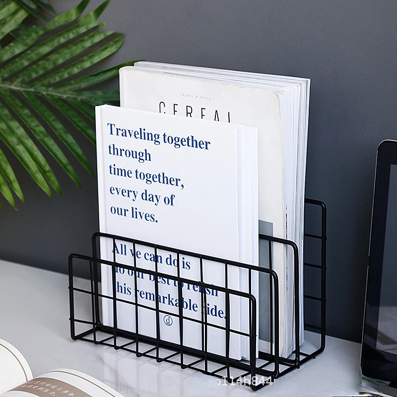 Book Organizer Nordic Metal Storage Basket for Office Desktop