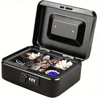 Cash Box Secure Steel Money Box with Combination Lock - Durable Portable Money Box with Removable Coin Tray Money Bank 1