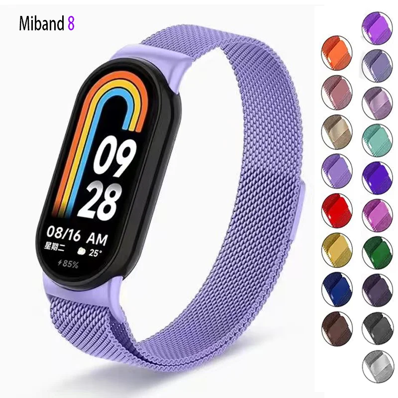 Cinghie Di Ricambio Per Xiaomi Mi Band 8 Nfc Cinturino Magnetico In Metallo Miband8 Smartwatch Bracciale Milanese Loop Per Smart Band 8