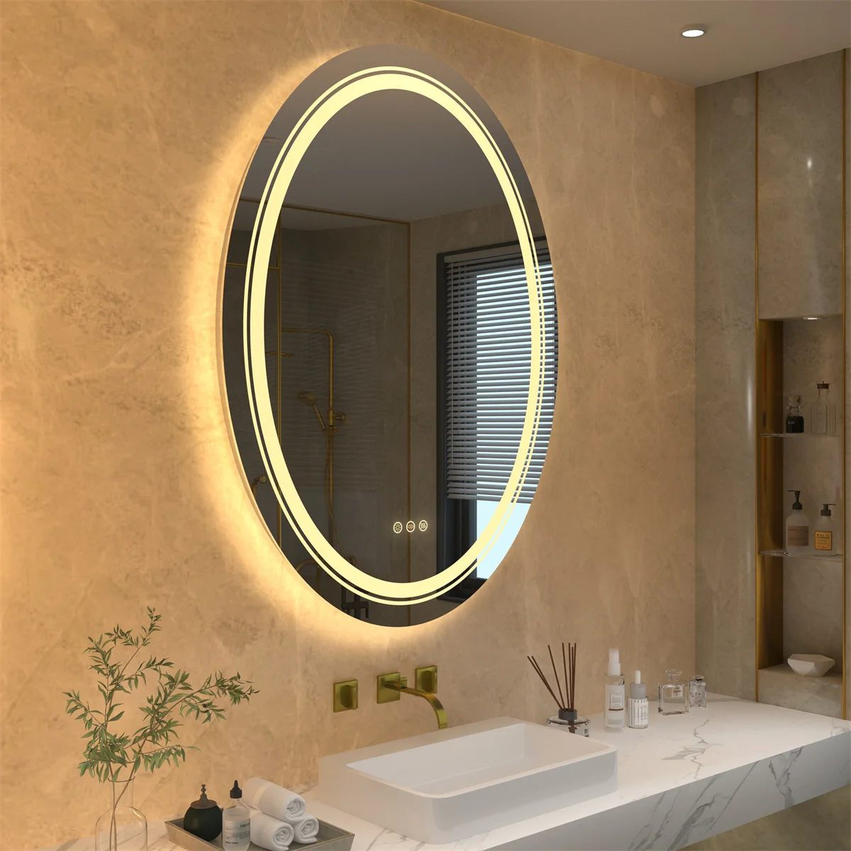 Espejo redondo de maquillaje para baño, retroiluminación LED de montaje en  pared, Interruptor táctil inteligente, multifunción, tocador, 50/60/70cm -  AliExpress