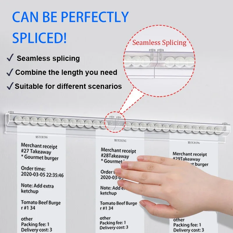 30cm-150cm Kitchen Takeaway Order Organizer Ticket Holder PVC Takeout Orders & Restaurant Tickets Rack for Office Cafes Pubs 3