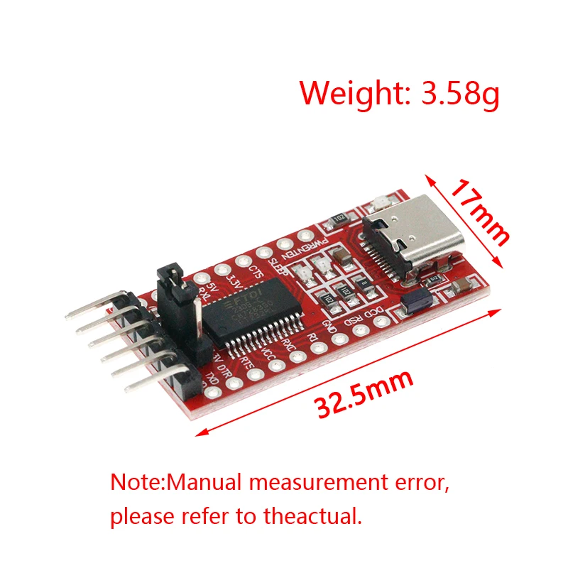USB to TTL Adapter FT232RL FTDI Type-C to TTL Serial Converter Module 3.3V 5.5V FT232R Breakout Mini for Arduino