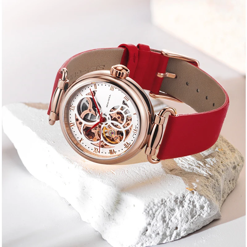 2022 Seagull Fashion Women's Watch Leather Strap Waterproof Automatic Full Hollow Mechanical For Women Watch 811.11.6002 5