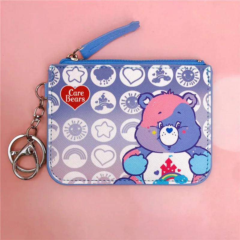 Cartera de cuero con diseño de osos cariñosos de caramelos, bolso con cremallera de dibujos animados, bolsa de almacenamiento de identificación, colgante de anime, decoración, juguetes bonitos para ni