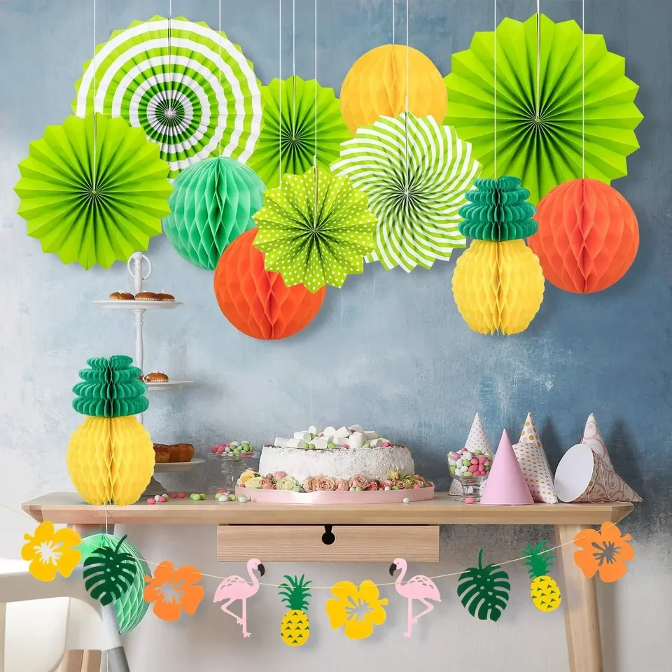 Dusenly Banner Compleanno Flamingo Rosa – Ghirlanda Tropicale Per Feste Luau, Hawaii, Piscina, Decorazioni Carta 13x18 Cm