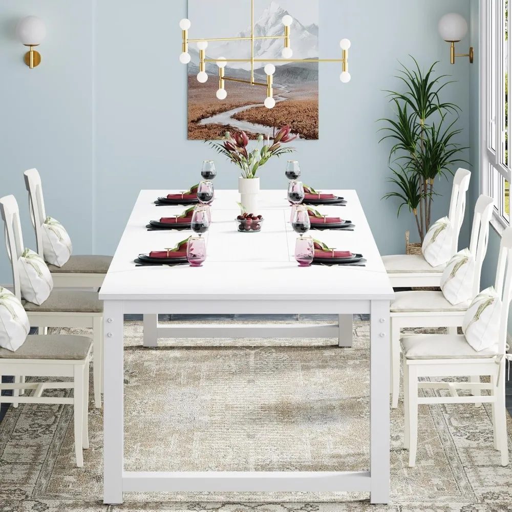 78.7"x39.4" Dining Table, Industrial Kitchen Table for 8-10 Person, Rectangular Dinner Table for Dining Room Kitchen 4