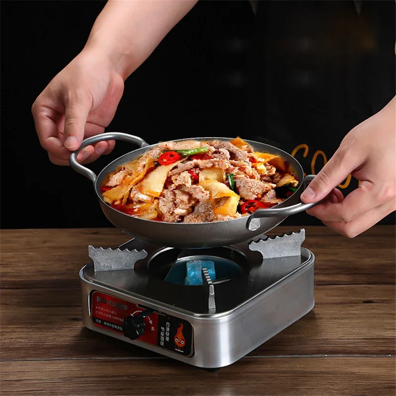 Cookware Retro industrial style double ear Spanish Seafood Plate Lobster casserole Creative household stainless steel dry pot