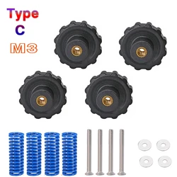 4-Piece 3D Printer Heat Bed Leveling Accessories Set (Type C - Blue Spring)