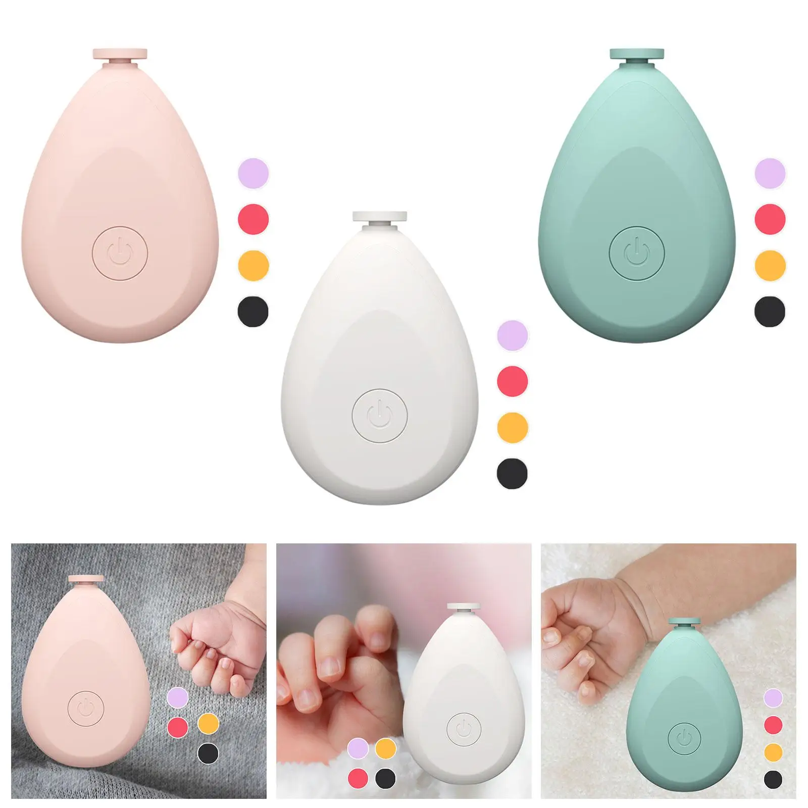 Baby Nail Trimmer Newborn Nail Clipper Silent Multipurpose with 4 Grinding Head