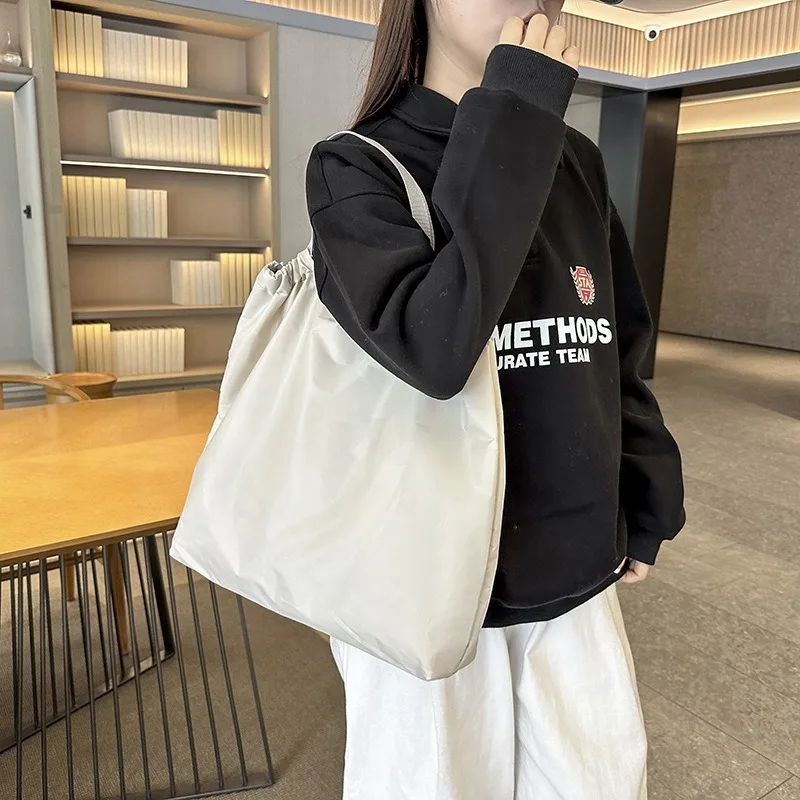 Large Reusable Shopping Bag Portable Oxford Fabric Waterproof Drawstring Foldable Simple Organizer Storage Shopper Handbag 4