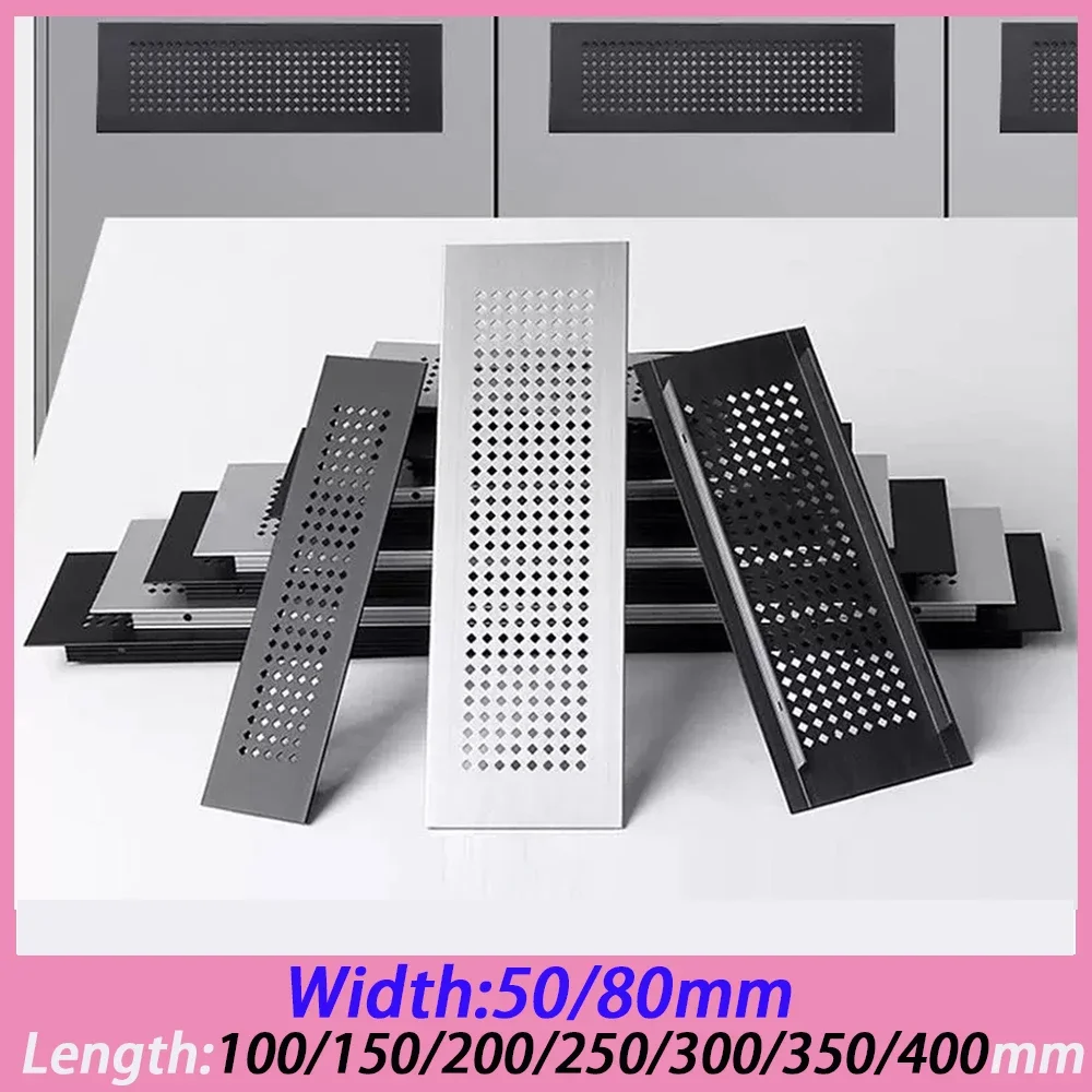 1Pcs Rhomb Hole Aluminum Alloy Cabinet Air Vent Ventilator Grille Decor Cover Closet Hardware Accessories Width 50/80mm L150-400