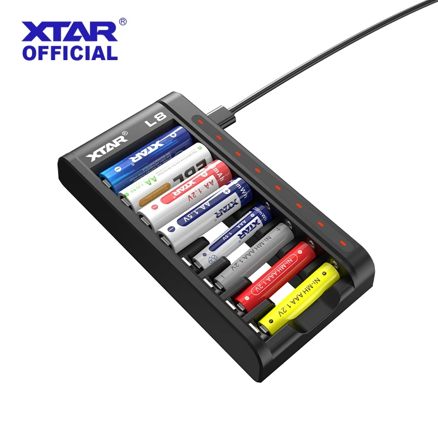

XTAR L8 Battery Charger 1.5V Li-ion 1.2V Ni-MH AA/AAA Batteries QC3.0 18W intelligent Fast Charger Rechargeable portable Adapter