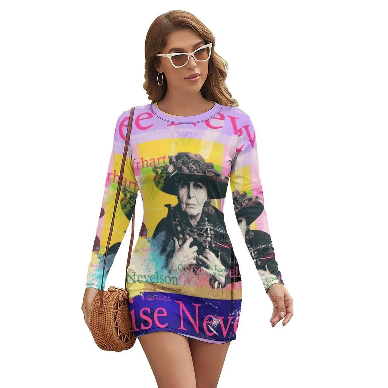 

beautiful Louise Nevelson portrait, well-known artist Long-sleeved Dress party dresses woman dress women elegant luxury