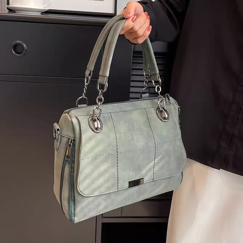 Large Capacity Bag for Women's Trendy Solid Color Versatile Fashion Design Frosted Handheld Shoulder Crossbody Travel Tote Bag