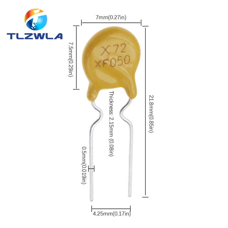ポリスイッチ 72V 0.5A[RoHS] / RXEF050 ヒューズ 20pcs 自己回復ヒューズ RXEF050 XF050 72V 0.5A PPTC