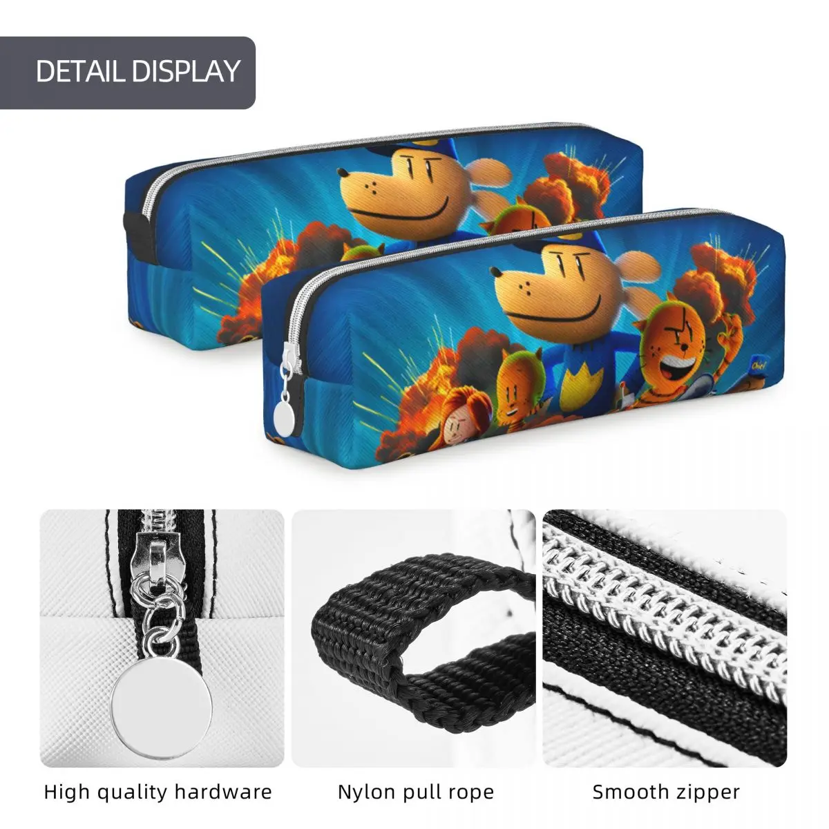 Dog Man Cartoon Pencil Cases Fun Pen Box Bag Kids Large Storage Office Cosmetic Pencilcases