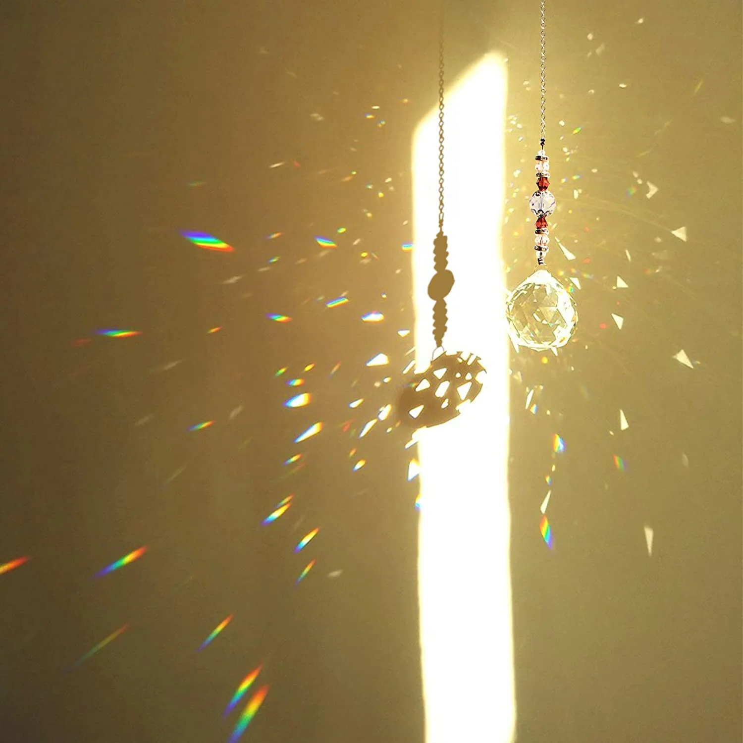 Sun Catcher Crystal Pendant Sun Catcher Crystal Chandelier Decor Stained Glass Ball Hanging Pendant Light Catcher Reflective Home Garden Courtyard Decor