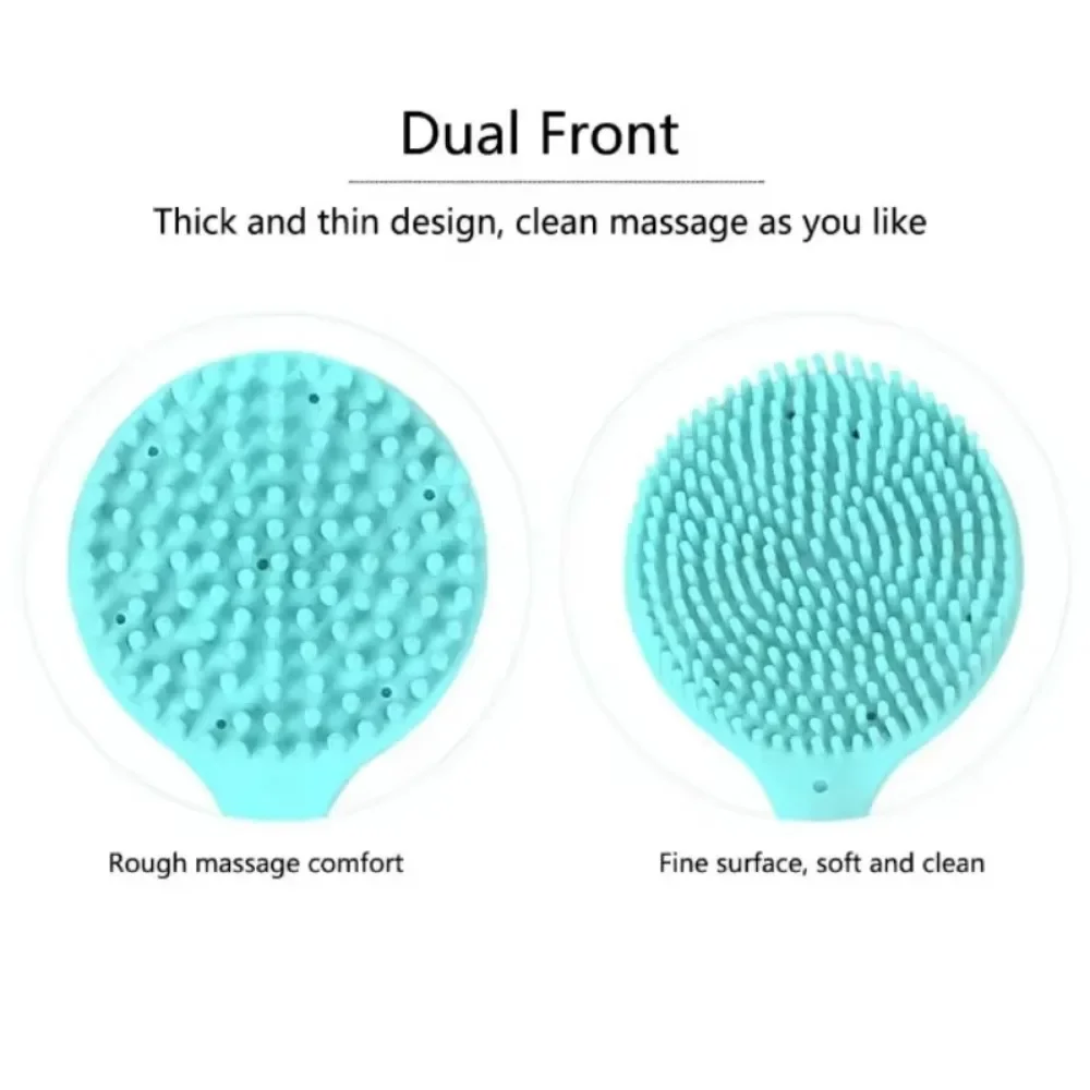 2025 New Double-Sided Silicone Long Handle Bath Brush Body Shower Scrubber Back Brushes Bathroom Massage Home Cleaning Scrubbers 5