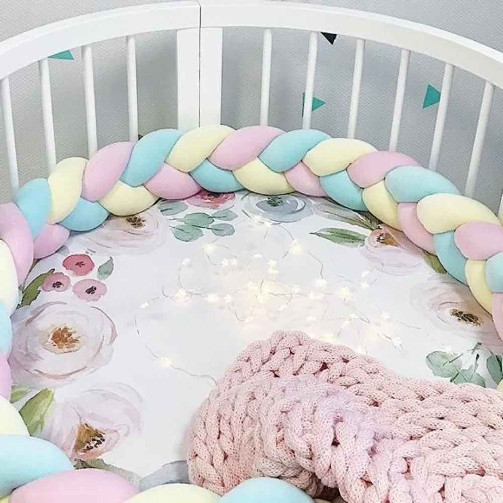 Baby Crib Bumper Handmade Cot Bumper Soft Washable Braided Pillow Edge Protection Breathable Crib Protector Baby Room - 4