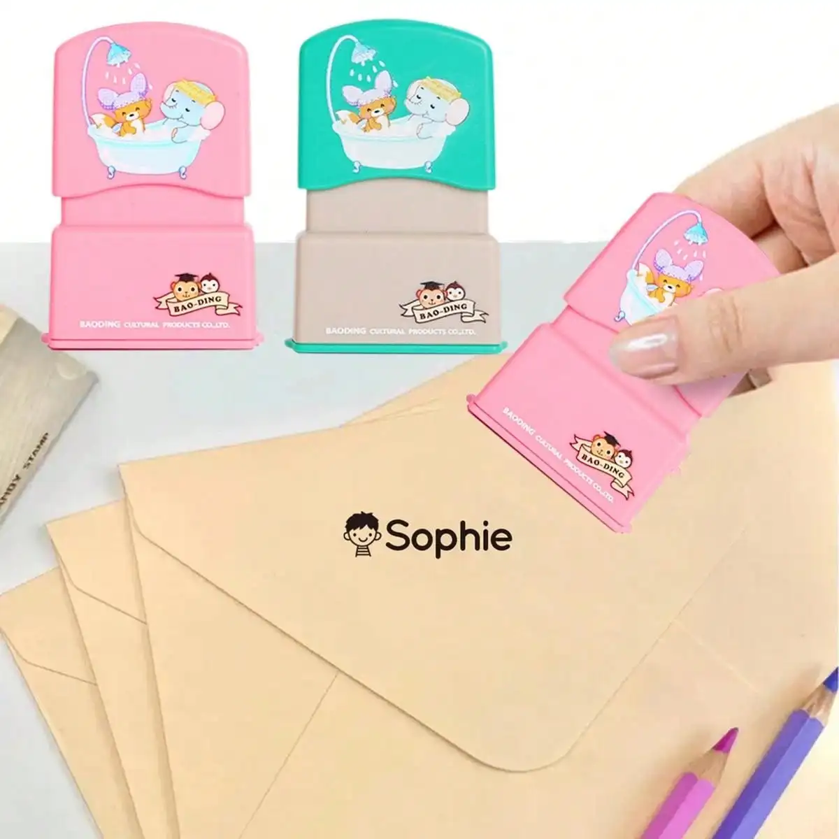 Personalized Name Stamps and Waterproof Ink Pads