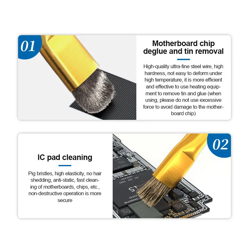 SUNSHINE SS-022D 휴대폰 와이어 브러시 청소 도구, 마더보드 IC 디글루 및 주석 제거, 더블 헤드 구리 브러시 수리