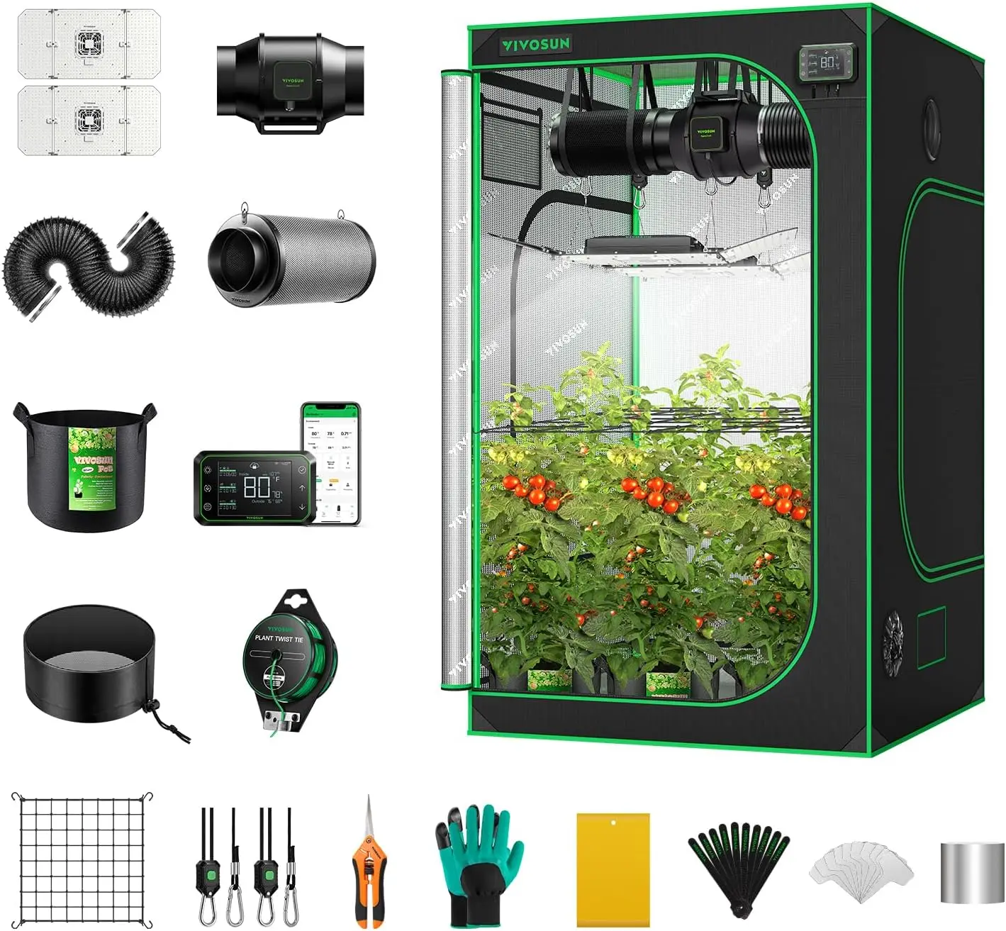 GIY Smart Grow Tent System 4x4 WiFi-Integrated Grow Tent Kit with Automate Ventilation and Circulation Schedule Full Spectrum