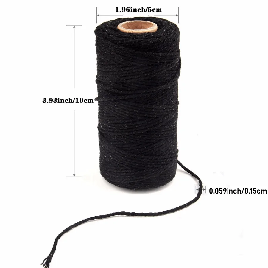 Vibrant 2mm Cotton Macrame Cord for Crafts and Home Decor - 100m Roll