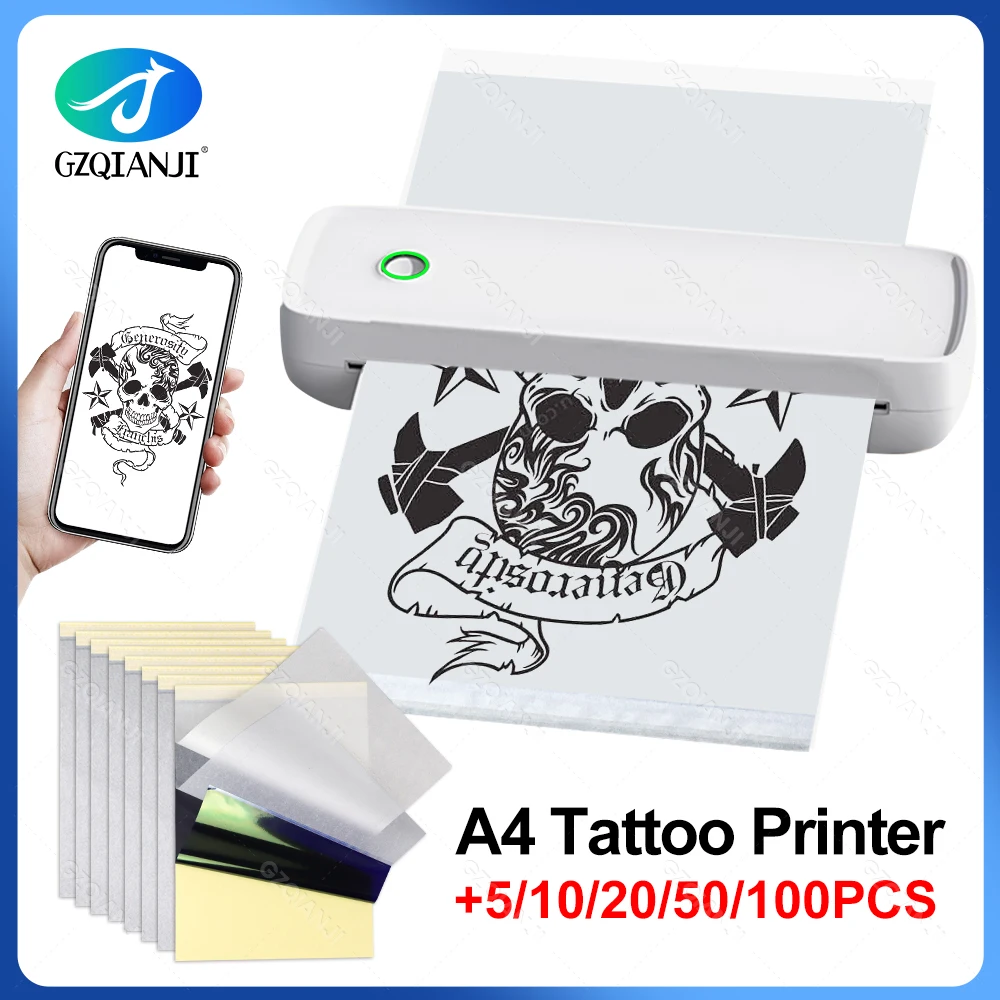 2 in 1 A4 Thermal Printer Drawing Stencil Transfer Machines Multi-Function Label Maker Printing Copier Tattoo Paper A4 Bluetooth