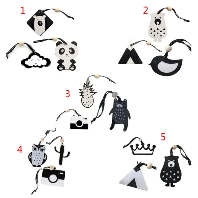 N80C Baby Pram Pendant Chain Chewable Bracelet Baby Mobile Teether Panda Bear  Toy Can Chew BPA Free Baby Teething Gift 5