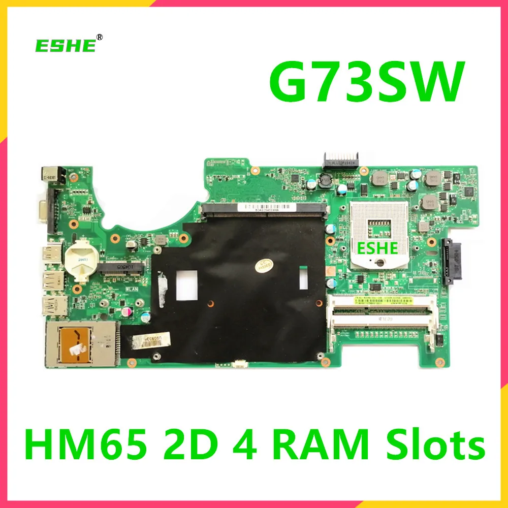 Laptop Motherboard para Asus Memory Slot Trabalho 100 Testado G73 G73s G73sw Rev2.0 Hm65 2d