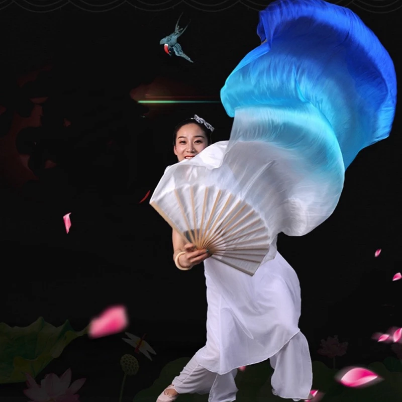 1pcs 180cm Dance Fans Portable Belly Dance Fan Performance Wedding Long Fans Gradient Color portable fan hand fan silk fans