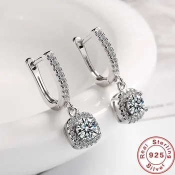 2 Carat Moissanite Women's Hug Hoop Earrings Rhinestone 925 Sterling Silver Delicate Hoop Drop Earrings High Jewelry
