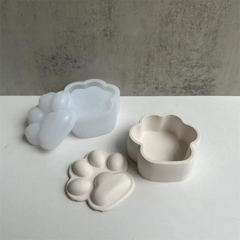 Description Picture 4 of itemCat Paw Jar Clay Silicone Molds DIY Handmade Home Storage Box Gypsum Plaster Resin Mold Candle Jewelry Organizer Making Mould