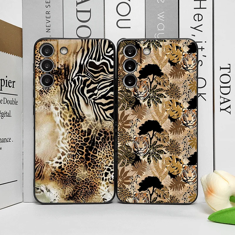 Vintage Art Palm Leaf Zebra Leopard Print Soft Phone Case