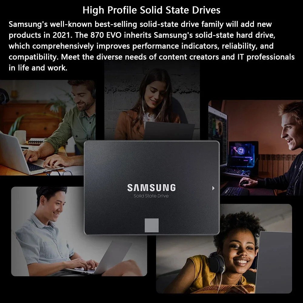 Samsung-sataiii Unidade Interna de Estado Sólido Ssd 870 Evo Disco de Armazenamento para Laptop ou Desktop Original 250gb 500gb 1tb 2tb 25 - Imagem 4