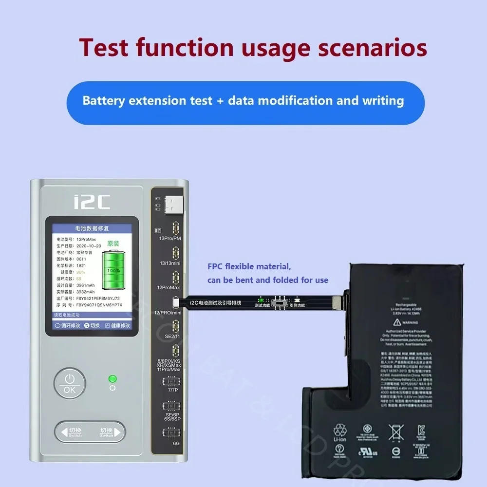 I2C I6 프로그래머 배터리 플렉스 케이블 데이터 가이드 부팅 편집, 아이폰 5SE 6 7 8X11 12 13 프로 맥스 유지 보수 수리 도구