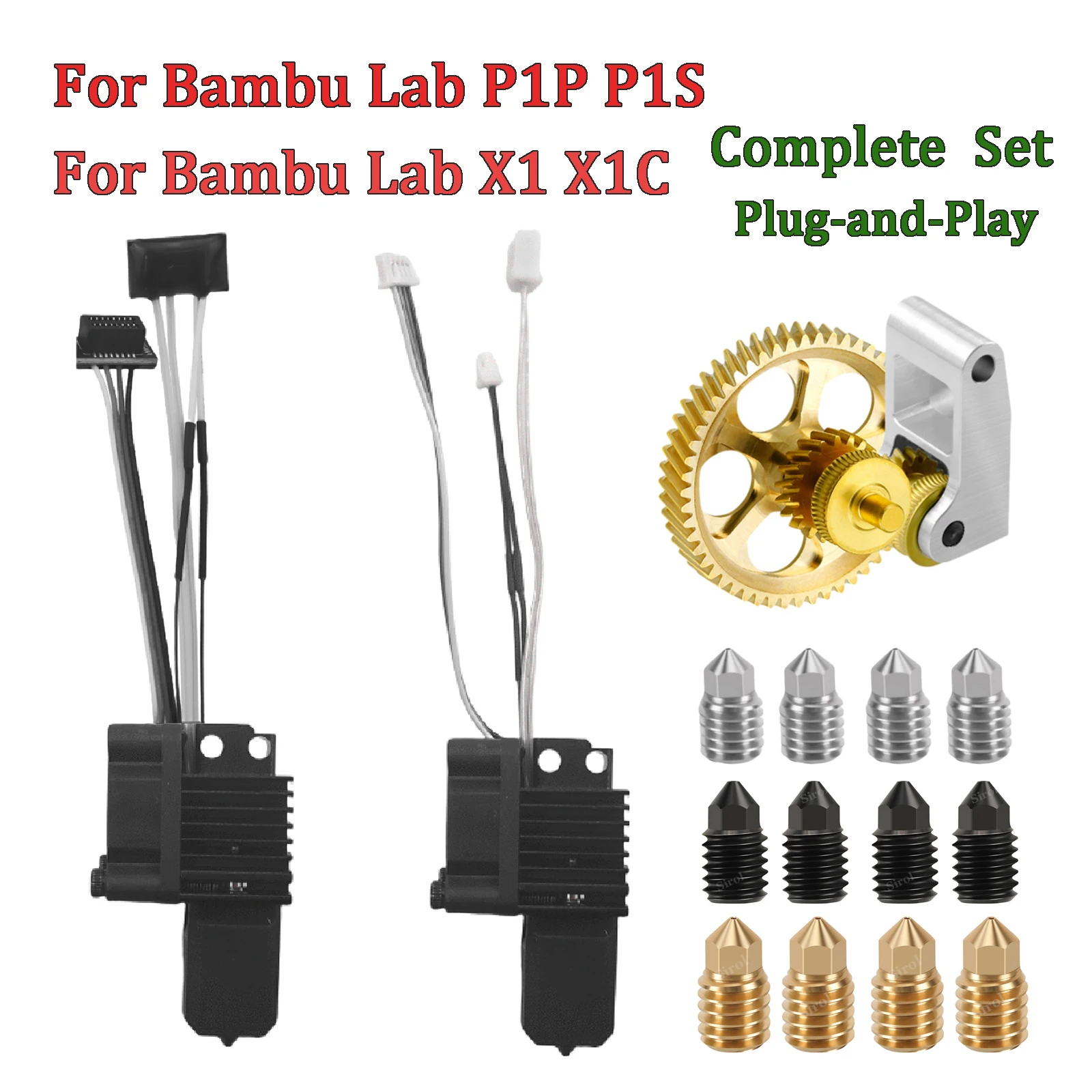Komplette Hotend-Baugruppe Hotend für Bambu Lab X1 X1C P1P P1S mit Lüfter Upgrade 2.0 mit Düse Complete Bamboo Lab X1 Carbon