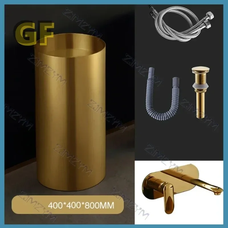 Stainless Steel Wash Basin Floor-standing+Faucet+Copper Drain+Drain Pipe+70CM Inlet Pipe Light Luxury Bathroom Basin 80*40CM