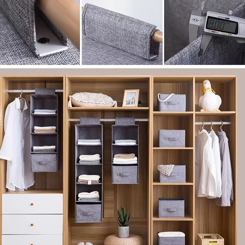1/3/4/5Layer Storage and hanging bag, multifunctional clothing organizing bag, washable fabric, cotton and linen drawer 4