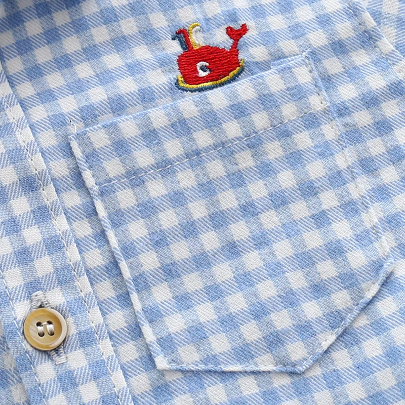 2025 Spring Autumn New 2 3 4 5 6 8 10 Years Children Baby Kids Plaid Tops Handsome Gentleman Formal Long Sleeve Shirt For Boys