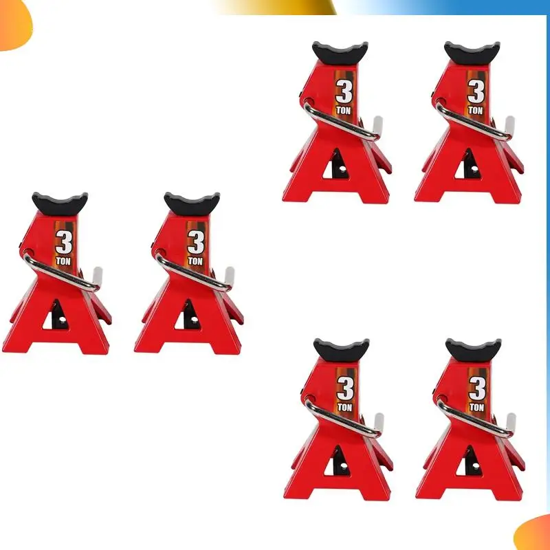 B48A 6PCS Metal 3 Ton Simulated Jack Height Adjustable Repair Bracket Scene Tool For 1/10 TRX4 D90 CC01 Red (Toy Model)