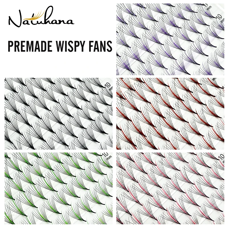 

NATUHANA Wispy Premade Fan Lashes 9D Russia Volume Fans Eyelash Extension Sharp Stem Individual Sandwich Faux Mink Eyelashes